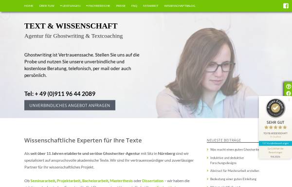 Vorschau von www.textundwissenschaft.de, TEXT & WISSENSCHAFT