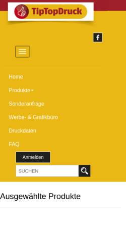 Vorschau der mobilen Webseite www.tiptopdruck.de, TipTopDruck