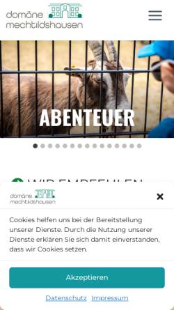 Vorschau der mobilen Webseite www.domaene-mechtildshausen.de, Domäne Mechtildshausen