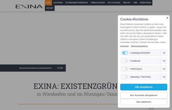 Vorschau von www.exina.de, Exina Existenzgründungs- und Innovationsförderungs-Agentur e.V.