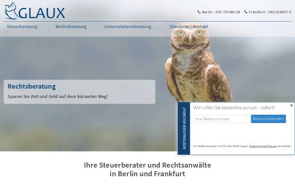 Vorschau von www.glaux.de, GLAUX Wirtschafts- und Steuerkanzlei