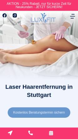 Vorschau der mobilen Webseite www.luxfit.de, LuxFit Medical Beauty in Stuttgart