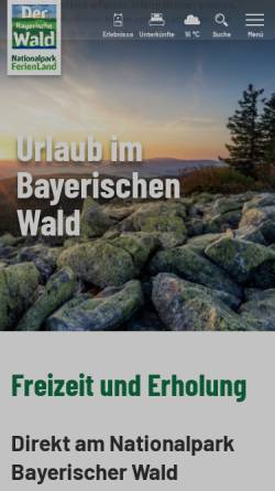 Vorschau der mobilen Webseite www.nationalpark-ferienland-bayerischer-wald.de, Nationalpark Ferienland