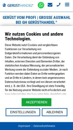 Vorschau der mobilen Webseite www.ghgeruesthandel.de, GH Gerüsthandel GmbH & Co. KG