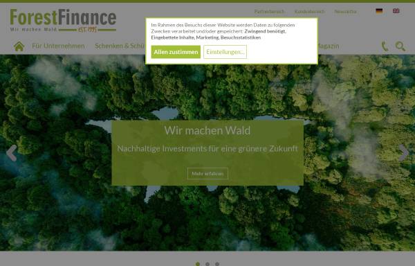 Vorschau von www.forestfinance.de, Forest Finance Waldinvestments