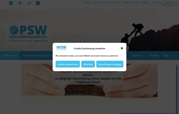 Vorschau von sparen-bei-versicherung.de, PSW Versicherungsservice GmbH