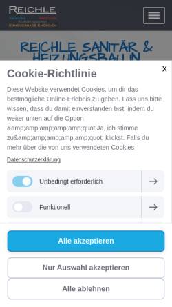 Vorschau der mobilen Webseite www.reichle-shk.de, Reichle Sanitär und Heizungsbau