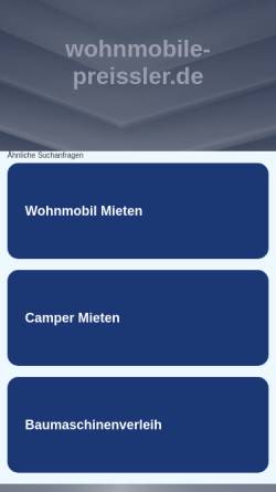 Vorschau der mobilen Webseite www.wohnmobile-preissler.de, Wohnmobilvermietung Preißler