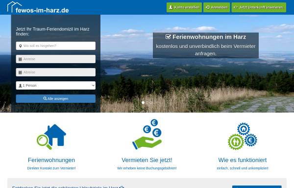 Vorschau von www.fewos-im-harz.de, Ferienwohnungen & Ferienhäuser im Harz
