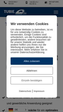 Vorschau der mobilen Webseite www.tubie.de, Tubie