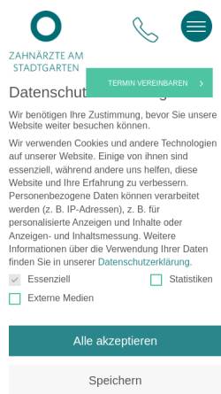 Vorschau der mobilen Webseite zahnaerzte-am-stadtgarten.de, Zahnärzte am Stadtgarten