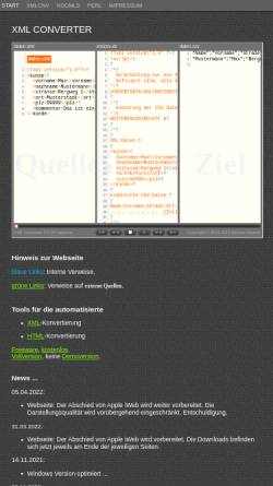 Vorschau der mobilen Webseite xml-converter.de, XML Converter