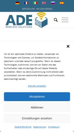 Vorschau der mobilen Webseite www.ade-vertrieb.de, ADE Vertriebs GmbH