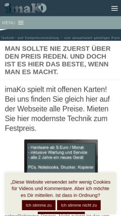 Vorschau der mobilen Webseite www.imako.de, imaKo / SHPplus