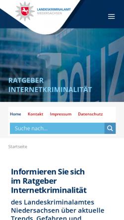 Vorschau der mobilen Webseite www.polizei-praevention.de, Ratgeber Internetkriminalität