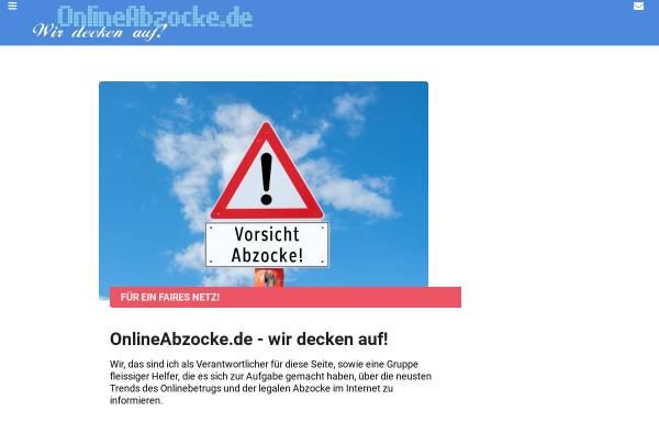 Vorschau von www.onlineabzocke.de, OnlineAbzocke.de