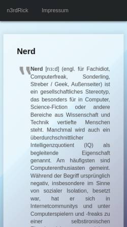 Vorschau der mobilen Webseite n3rdrick.de, N3rdRick.de