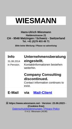 Vorschau der mobilen Webseite www.wiesmann.net, Wiesmann Unternehmensberatung