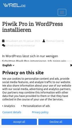 Vorschau der mobilen Webseite www.wrel.de, Wrel