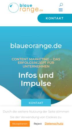 Vorschau der mobilen Webseite www.blaueorange.de, Blaue Orange, Fabienne Petry