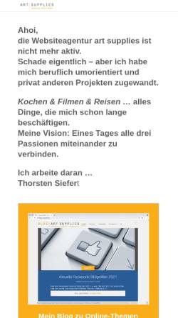 Vorschau der mobilen Webseite art-supplies.de, Art supplies, Thorsten Siefert