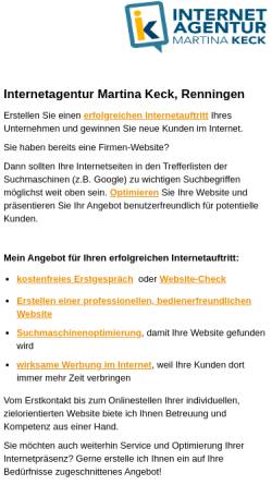 Vorschau der mobilen Webseite www.internetagentur-keck.de, Internetagentur, Martina Keck