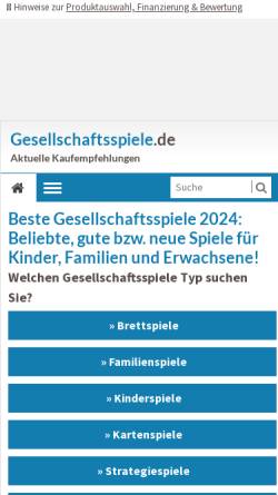 Vorschau der mobilen Webseite www.gesellschaftsspiele.de, Gesellschaftsspiele.de