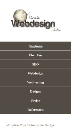 Vorschau der mobilen Webseite nana-webdesign.de, Nana-Webdesign, S. Burgener