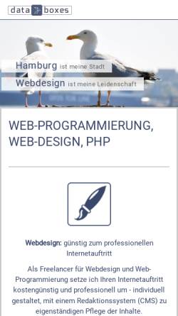 Vorschau der mobilen Webseite webdesign.databoxes.net, Databoxes, Claudia Worthmann