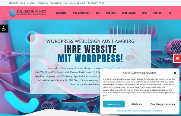 Vorschau von publizieren-im-netz.de, WordPress Webdesign Hamburg, Mark Max Henckel