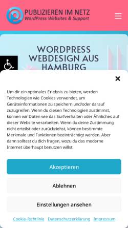 Vorschau der mobilen Webseite publizieren-im-netz.de, WordPress Webdesign Hamburg, Mark Max Henckel