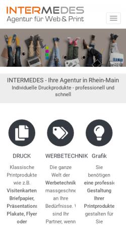 Vorschau der mobilen Webseite webdesign-intermedes.de, Intermedes, Manuela Brukner