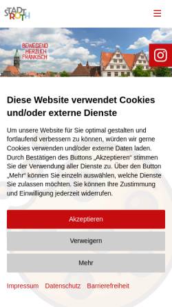 Vorschau der mobilen Webseite www.stadt-roth.de, Stadt Roth