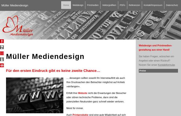 Vorschau von www.muellermediendesign.de, Müller Mediendesign, Birgit Müller
