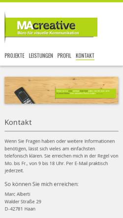 Vorschau der mobilen Webseite marcalberti.de, MAcreative, Marc Alberti