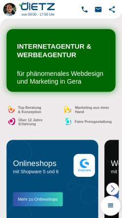 Vorschau der mobilen Webseite webdesign-in-gera.de, Webdesign Dietz, Benjamin Dietz