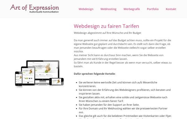 Vorschau von www.artofexpression.ch, Art of Expression - Webdesign & Webhosting