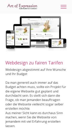 Vorschau der mobilen Webseite www.artofexpression.ch, Art of Expression - Webdesign & Webhosting