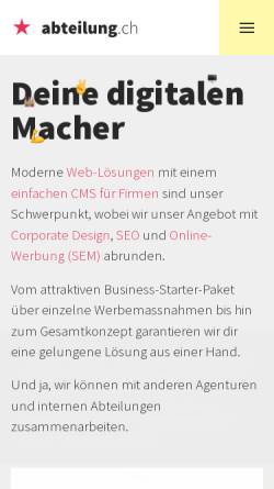 Vorschau der mobilen Webseite abteilung.ch, Abteilung für Gestaltung, Pascal Widmer