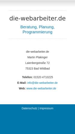 Vorschau der mobilen Webseite www.die-webarbeiter.de, Die-webarbeiter.de, Martin Plakinger