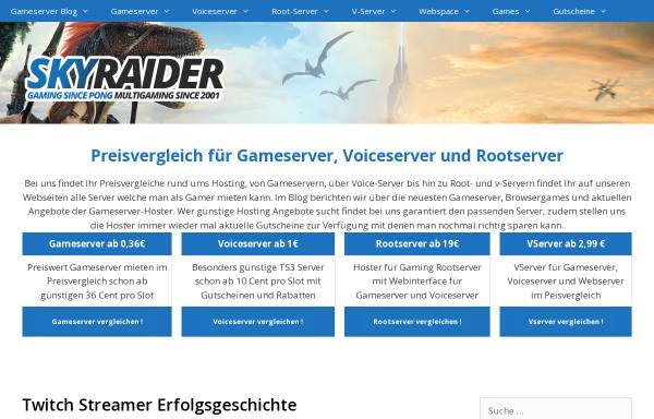 Vorschau von www.skyraider.de, Skyraider Gameserver Anbietervergleich