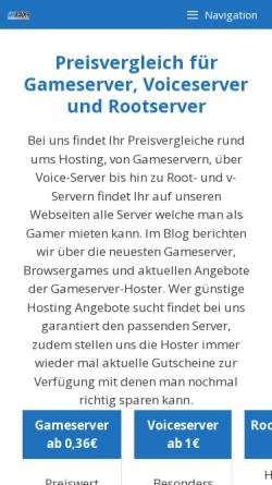 Vorschau der mobilen Webseite www.skyraider.de, Skyraider Gameserver Anbietervergleich