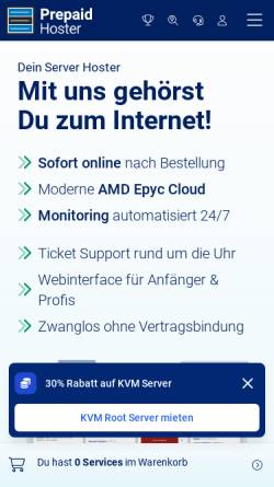 Vorschau der mobilen Webseite www.prepaid-hoster.de, Kramer Betriebs GmbH
