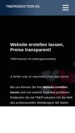 Vorschau der mobilen Webseite tneproduction.de, Tneproduction
