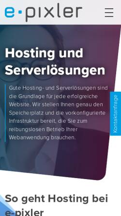 Vorschau der mobilen Webseite www.epixler-hosting.de, E-pixler Hosting