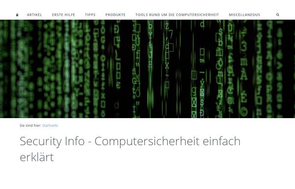 Vorschau von www.securityinfo.ch, Security Info