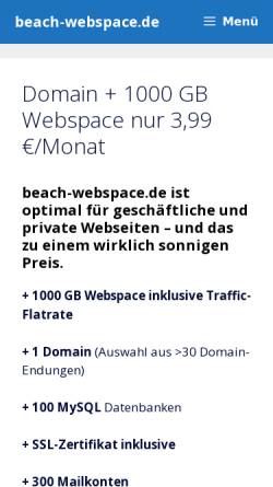 Vorschau der mobilen Webseite www.beach-webspace.de, toptip.net