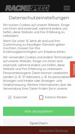Vorschau der mobilen Webseite rackspeed.de, rackSPEED GmbH