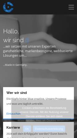 Vorschau der mobilen Webseite www.blue-creative.de, blue creative digitalagentur