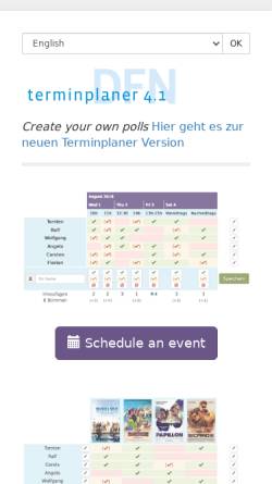 Vorschau der mobilen Webseite terminplaner.dfn.de, Deutsches Forschungsnetz (DFN): Terminplaner